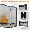 3-Panel Fireplace Screen Decorative Spark Guard