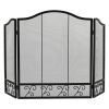 3-Panel Fireplace Screen Decorative Spark Guard