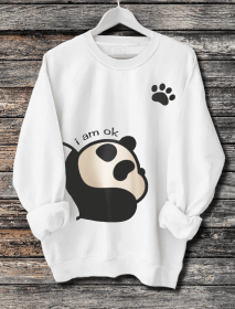 Women's Long Sleeved Panda Print Hoodie (Option: White-S)