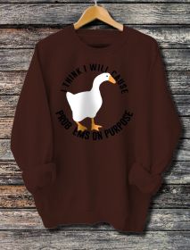 Women's Long Sleeved Printed Hoodie (Option: Brown-S)