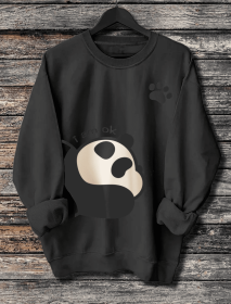 Women's Long Sleeved Panda Print Hoodie (Option: Black-M)