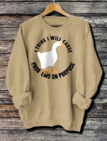 Women's Long Sleeved Printed Hoodie (Option: Khaki-S)
