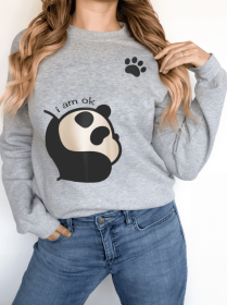 Women's Long Sleeved Panda Print Hoodie (Option: Grey-S)