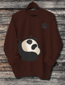 Women's Long Sleeved Panda Print Hoodie (Option: Brown-S)